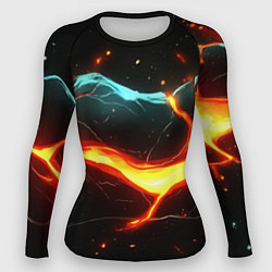 Рашгард женский Лава в черной текстуре, цвет: 3D-принт