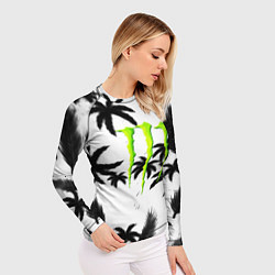 Рашгард женский Monster energy пальмы, цвет: 3D-принт — фото 2