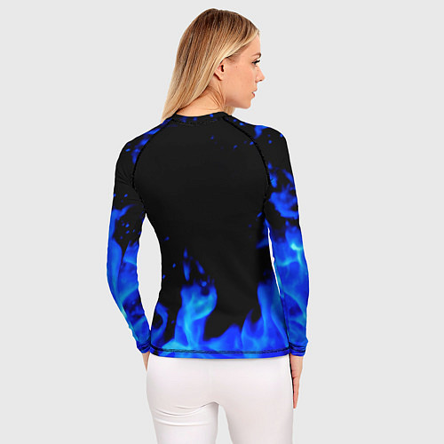 Женский рашгард Киберпанк голубой огонь / 3D-принт – фото 4