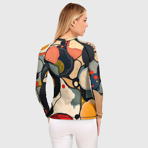 Женский рашгард Абстракция с кругами и краской / 3D-принт – фото 4