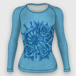 Рашгард женский Штурвал и три розы, цвет: 3D-принт