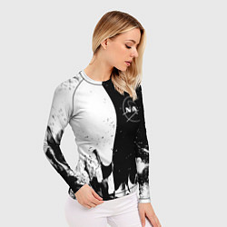 Рашгард женский Nasa черно белый огонь, цвет: 3D-принт — фото 2