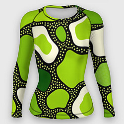 Рашгард женский Зеленая абстракция с кругами, цвет: 3D-принт