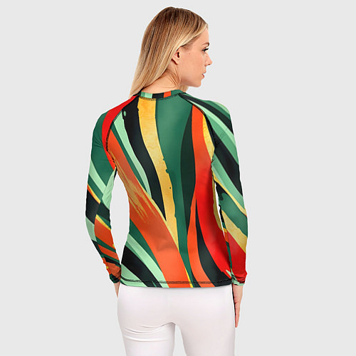 Женский рашгард Тропическая жаркая абстракция / 3D-принт – фото 4