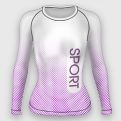 Рашгард женский Sport белый с сиреневым текстурный, цвет: 3D-принт