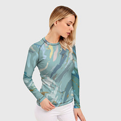 Рашгард женский Холодный голубой абстракция, цвет: 3D-принт — фото 2