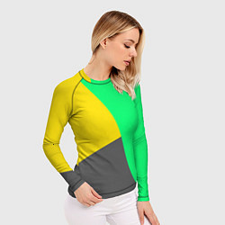 Рашгард женский Жёлто-серо-зелёный трёхцветный, цвет: 3D-принт — фото 2