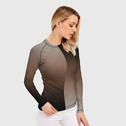 Рашгард женский Чёрно-коричневый текстурный градиент пополам, цвет: 3D-принт — фото 2