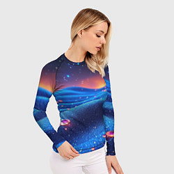 Рашгард женский Синяя дюна - текстура, цвет: 3D-принт — фото 2
