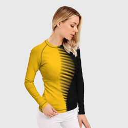 Рашгард женский Чёрно-жёлтый пополам с переходом, цвет: 3D-принт — фото 2