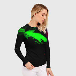 Рашгард женский Color black green red, цвет: 3D-принт — фото 2
