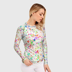 Рашгард женский Белый с разноцветными брызгами, цвет: 3D-принт — фото 2