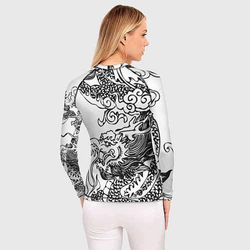 Женский рашгард Татуировка дракона на белом / 3D-принт – фото 4