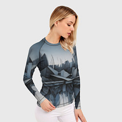 Рашгард женский Небоскребы и скалы, цвет: 3D-принт — фото 2