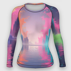 Рашгард женский Город в розовом тумане, цвет: 3D-принт