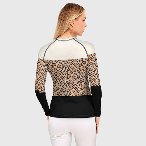 Женский рашгард Леопардовый паттерн с черной и бежевой полосой / 3D-принт – фото 4
