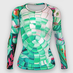 Женский рашгард Психоделика -зелёные цветы