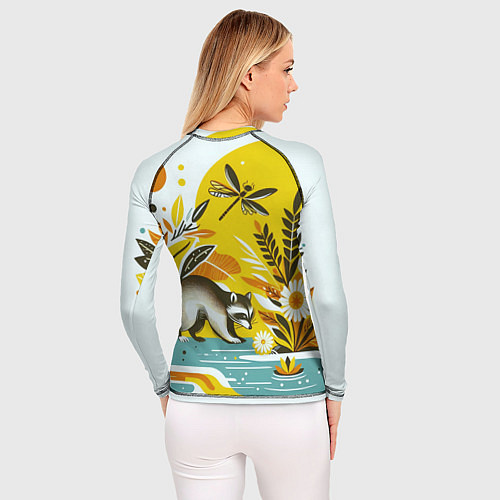 Женский рашгард Енот у реки любуется цветами / 3D-принт – фото 4