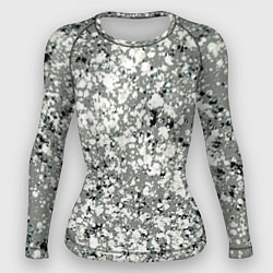 Рашгард женский Серый абстрактный с белыми кляксами, цвет: 3D-принт