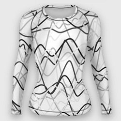 Рашгард женский Белый с серыми волнистыми полосами, цвет: 3D-принт