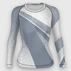 Рашгард женский Светлый серо-голубой текстурированный с полосой, цвет: 3D-принт
