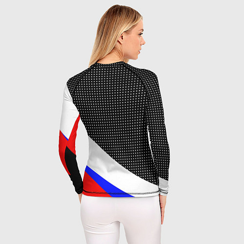 Женский рашгард Герб России и государственный флаг на чёрном фоне / 3D-принт – фото 4