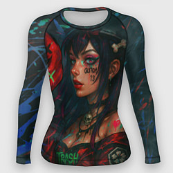 Женский рашгард Девушка с маской киберпанк