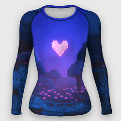 Женский рашгард Ночной лес Minecraft с сердечком луной