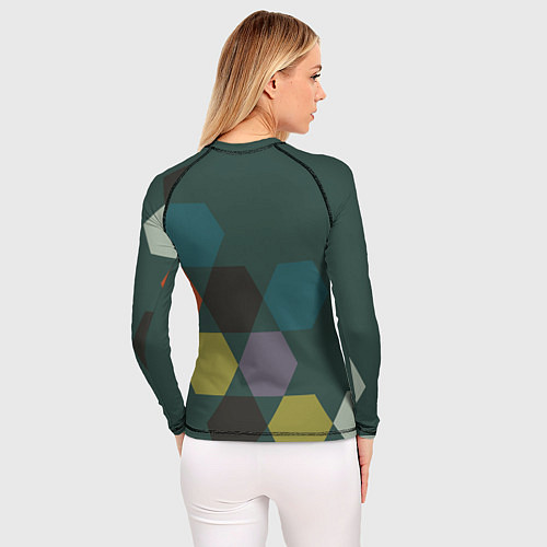 Женский рашгард Кластер зеленая ночь / 3D-принт – фото 4