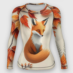 Женский рашгард Лис под осенними листьями