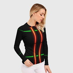 Рашгард женский Neon green black red line, цвет: 3D-принт — фото 2