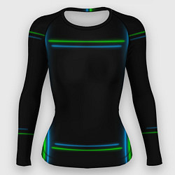 Рашгард женский Neon green light blue, цвет: 3D-принт