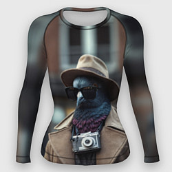 Женский рашгард Голубь шпион с ретро фотокамерой