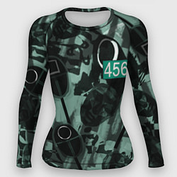 Рашгард женский Номер 456 на фоне масок игры в кальмара, цвет: 3D-принт