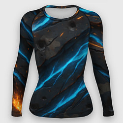 Женский рашгард Камуфляж с неоновыми синими вставками