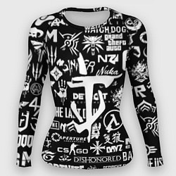 Женский рашгард Doom логотипы всех игр