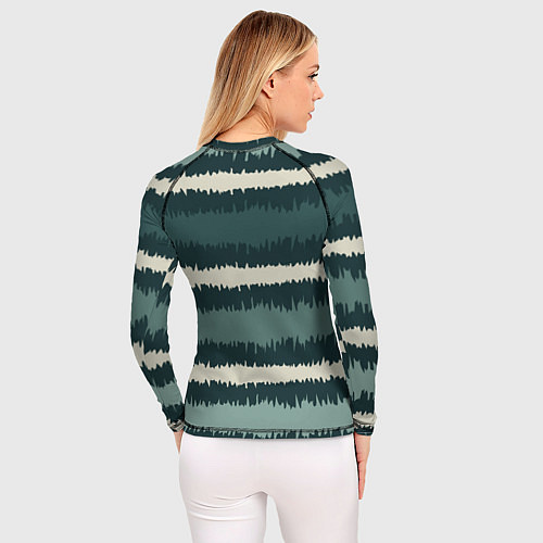 Женский рашгард Полосы зигзагообразные зеленые / 3D-принт – фото 4
