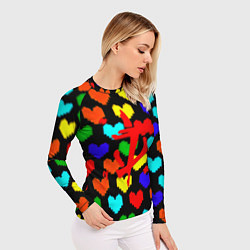 Рашгард женский Doom love pixel pattern, цвет: 3D-принт — фото 2