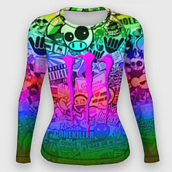 Рашгард женский Monster energy неоновые стикеры, цвет: 3D-принт