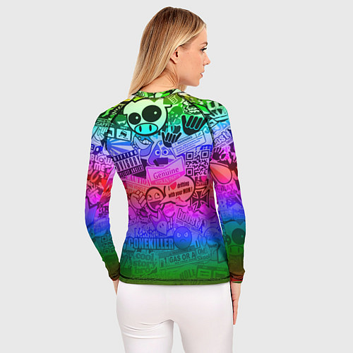 Женский рашгард Monster energy неоновые стикеры / 3D-принт – фото 4