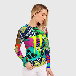 Рашгард женский Monster energy стикеры, цвет: 3D-принт — фото 2