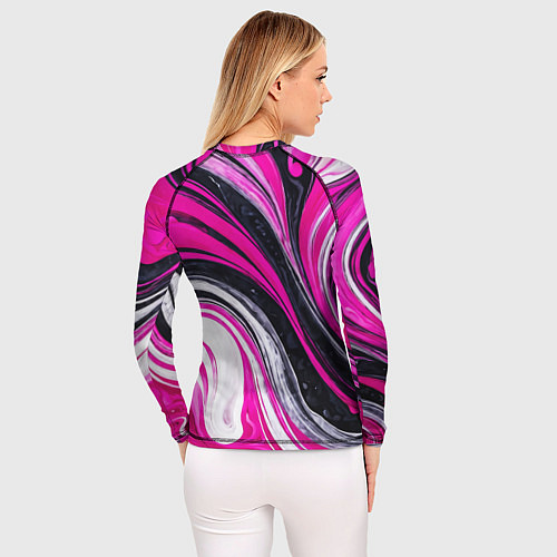 Женский рашгард Розово белая абстракция / 3D-принт – фото 4