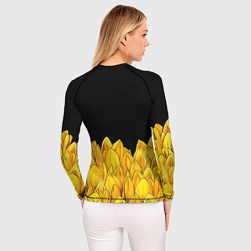 Женский рашгард Череп в желтых цветах / 3D-принт – фото 4