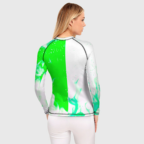 Женский рашгард Ливерпуль зеленый огонь текстура / 3D-принт – фото 4