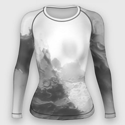 Рашгард женский Абстракция серые волны, цвет: 3D-принт