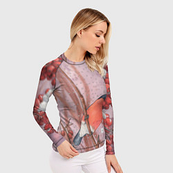 Рашгард женский Акварельный снегирь в рябине, цвет: 3D-принт — фото 2