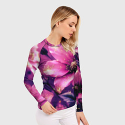 Рашгард женский Волшебный розовый цветок с искрами, цвет: 3D-принт — фото 2