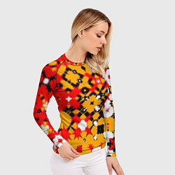 Рашгард женский Красно-желтая геометрическая абстракция, цвет: 3D-принт — фото 2