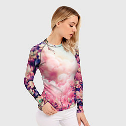 Рашгард женский Фантастический цветочный розовый с облаками, цвет: 3D-принт — фото 2