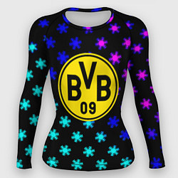 Рашгард женский Borussia неоновые снежинки, цвет: 3D-принт